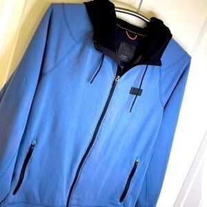 ABERCROMBIE & FITCH | Women’s A&F Light Blue & Black Full Zip Hooded Sweatshirt